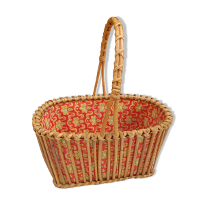 Panier en rotin vintage 70