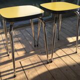 Duo of vintage formica mustard yellow stools
