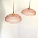 Pink glass suspension, fabric cable, ceramic rosette
