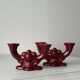Pair of 1950s burgundy earthenware candlesticks