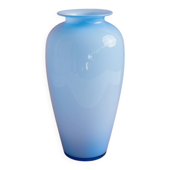 Large Vintage Murano Glass Vase in Blue Opalescent Glass, Italy 1970s - Classic Flower Vase, Handcrafted