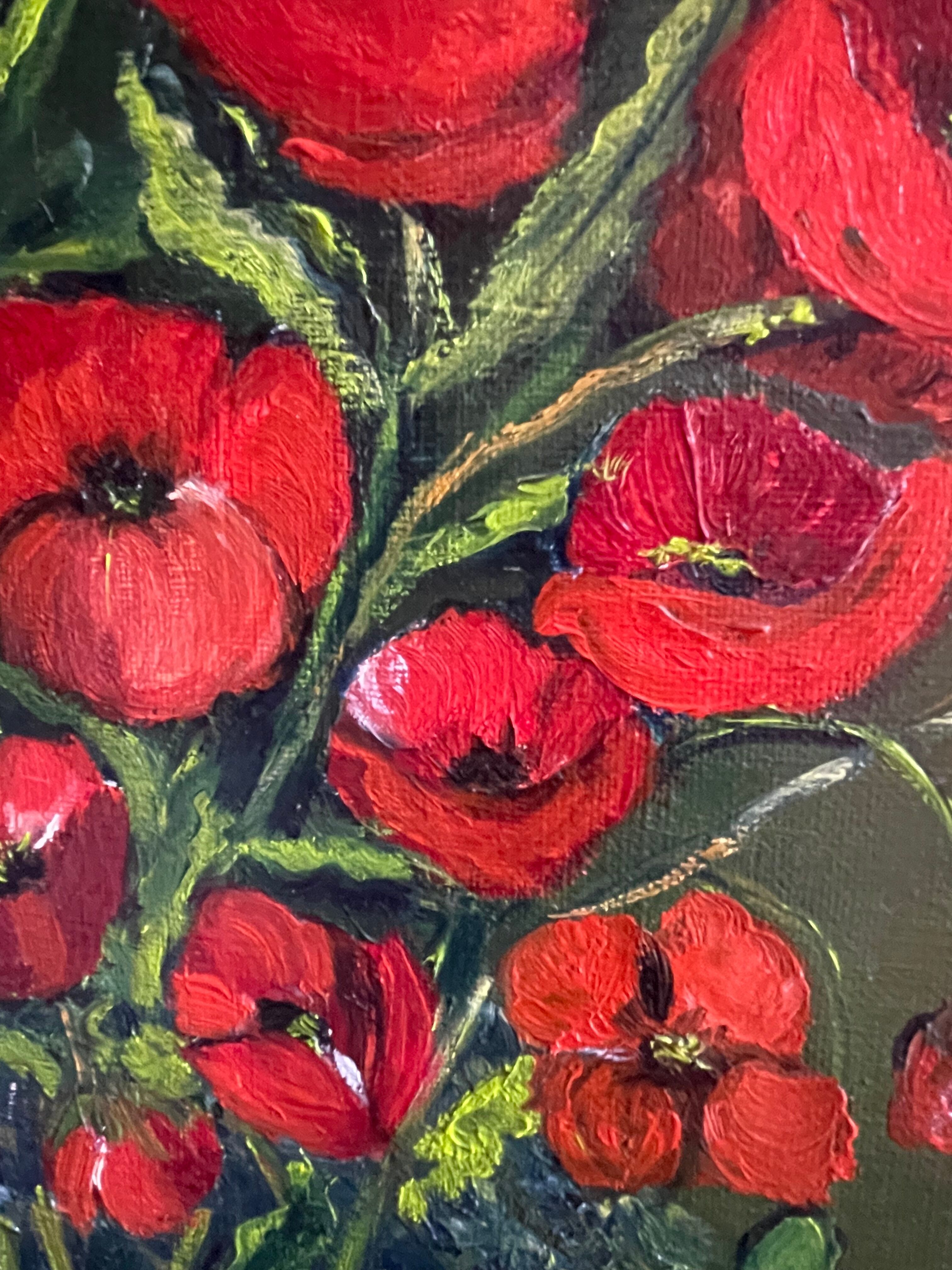 Bouquet de coquelicots huile sur toile