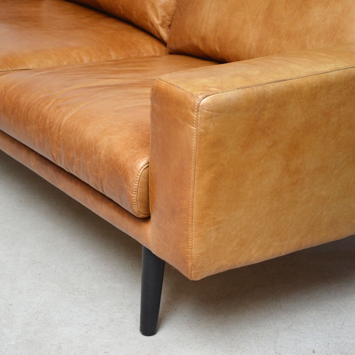 Large brown leather sofa