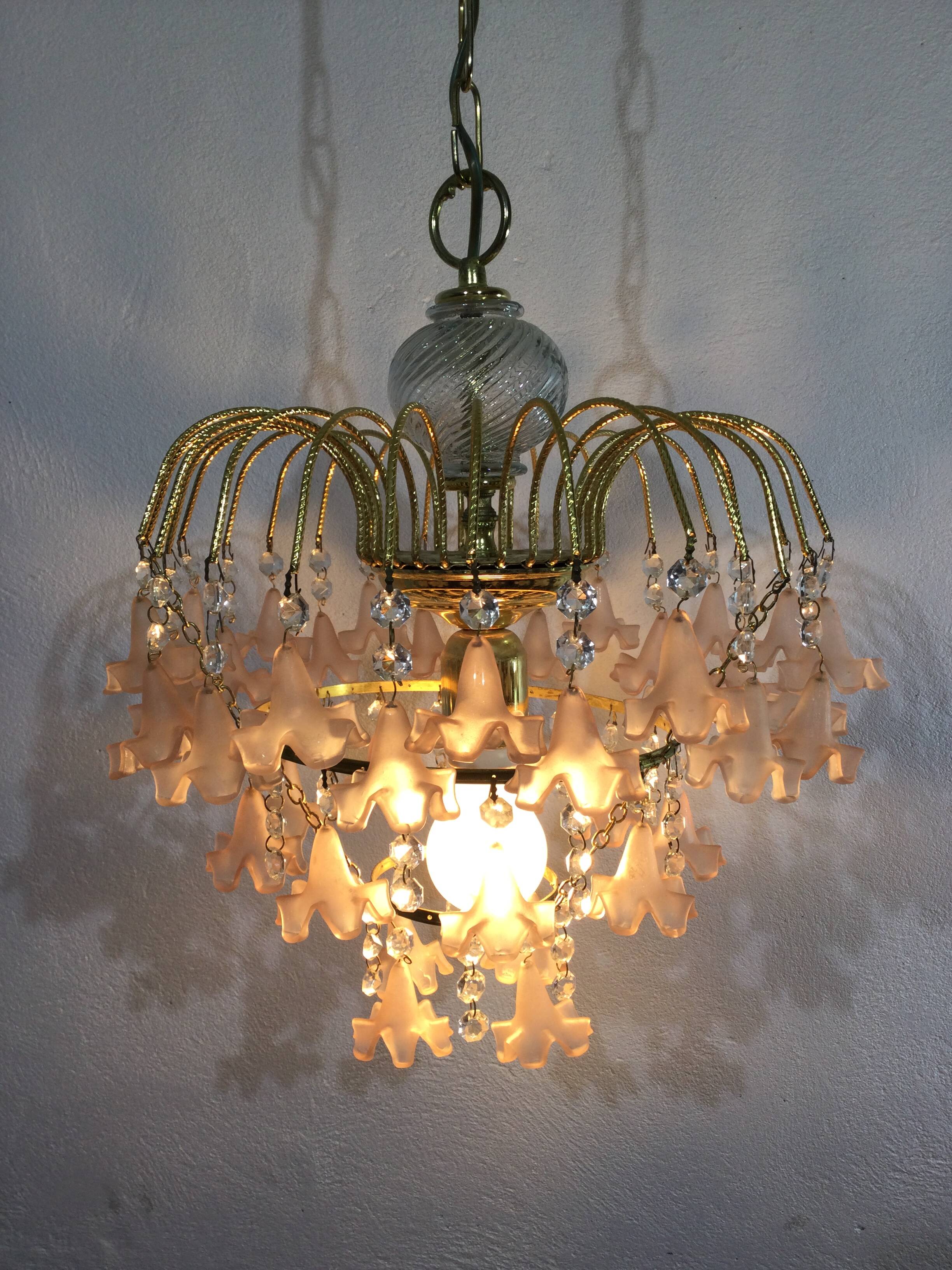 Pink flowers tassel chandelier