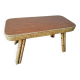 Designer table in bamboo and teak veneer, 1970s