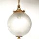 Floral globe and gold metal hanging lamp
