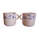 2 coffee or tea cups in porcelain deco seaside