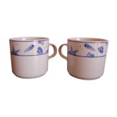 2 tasses à café ou à thé vintage en porcelaine déco bord de mer
