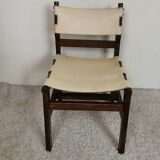 Series of 4 wooden and leather chairs