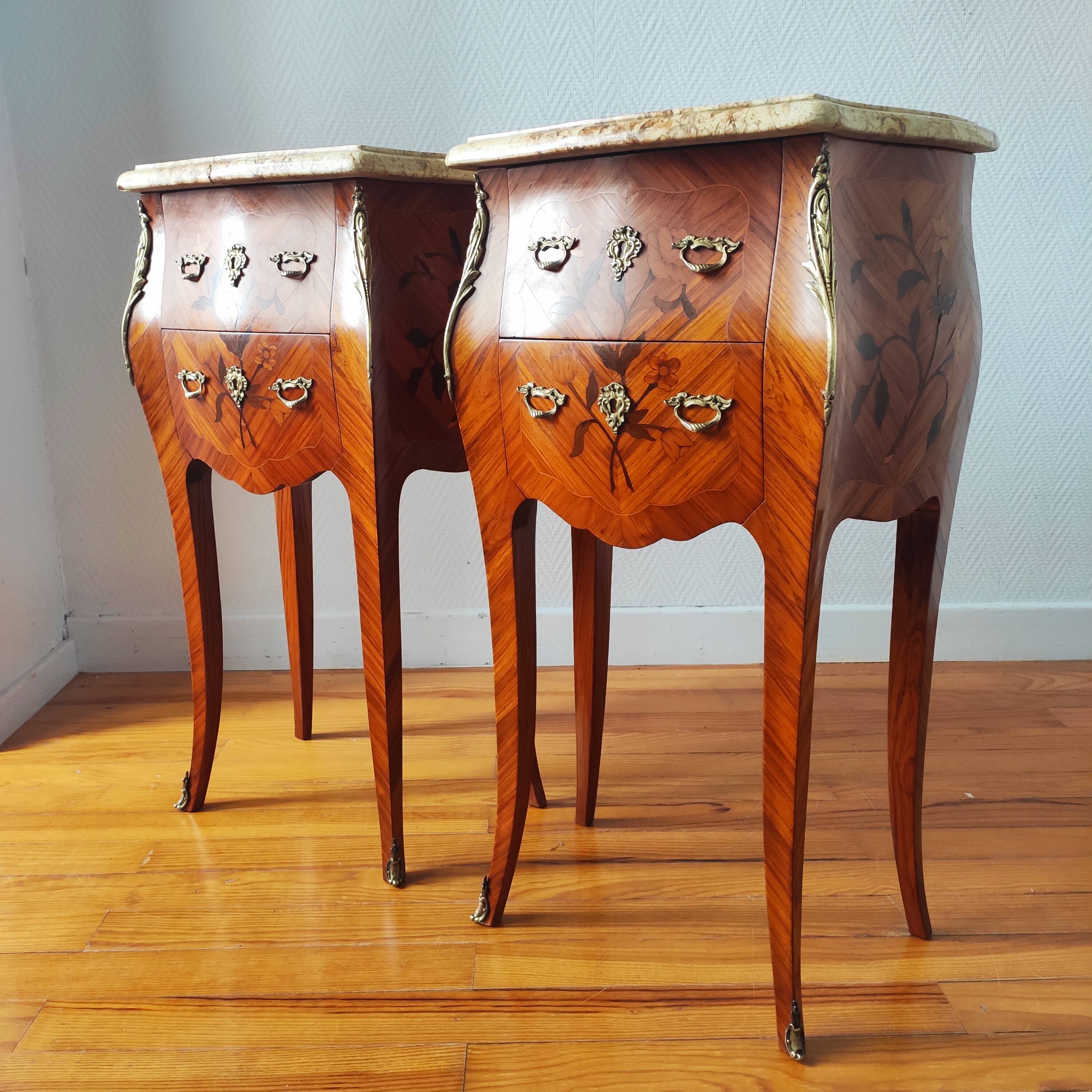 Pair of Louis XV style bedside tables