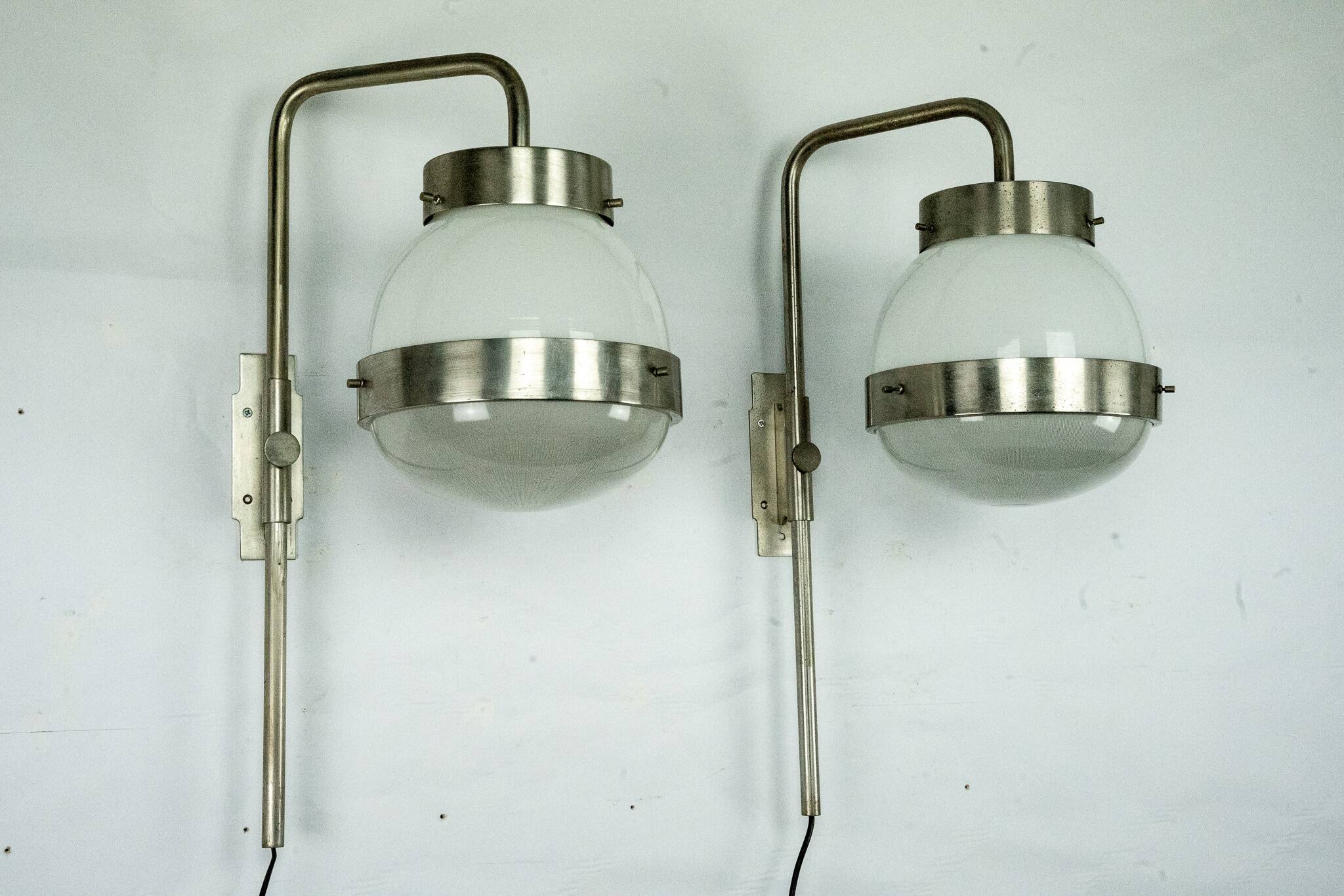 Pair of Delta wall lamps by Sergio Mazza for Artemide. Italy 1960sPair of D