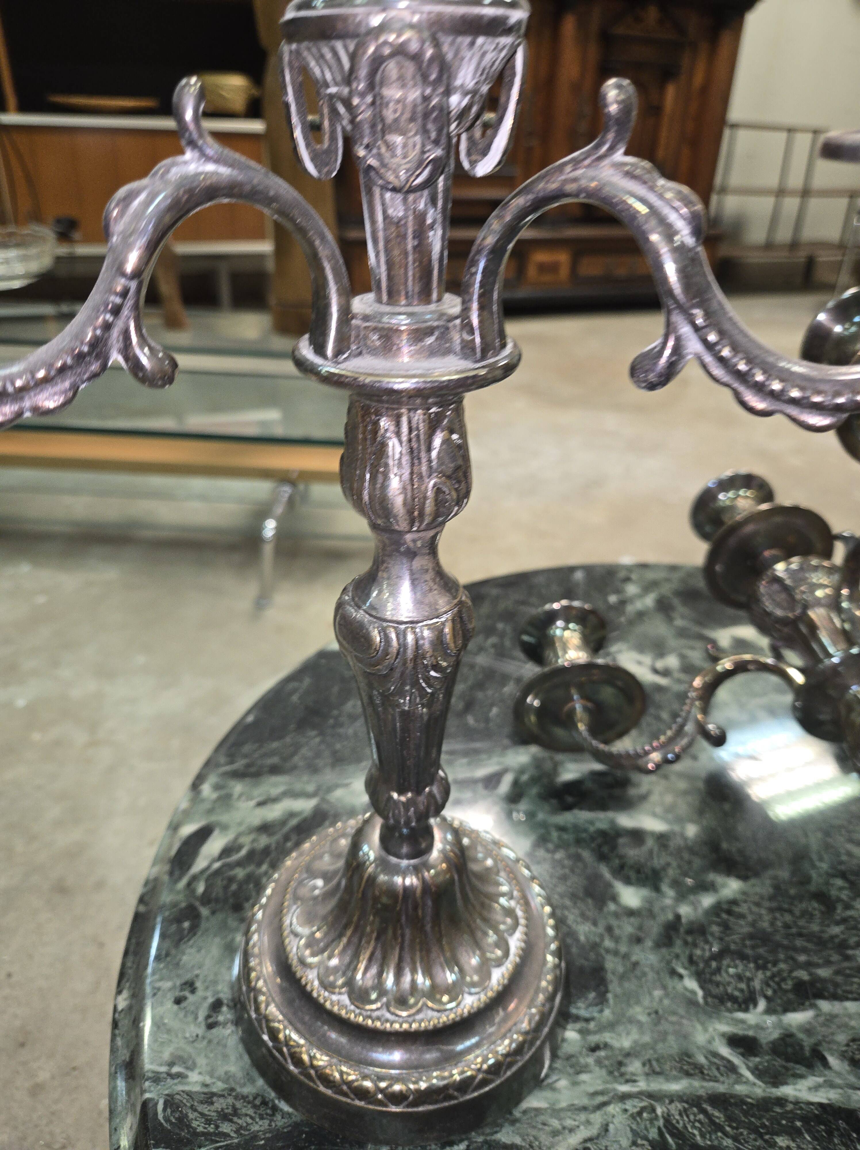 Pair of silver-plated candelabra – Louis XVI style –