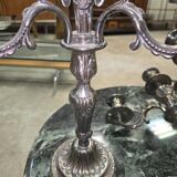 Pair of silver-plated candelabra – Louis XVI style –