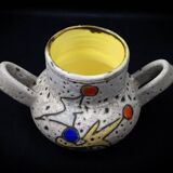 Fat Lava / polychrome sea foam pot with two handles by Marius Bessone, 1960s