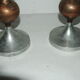 Pair of brutalist aluminum and copper candle holder