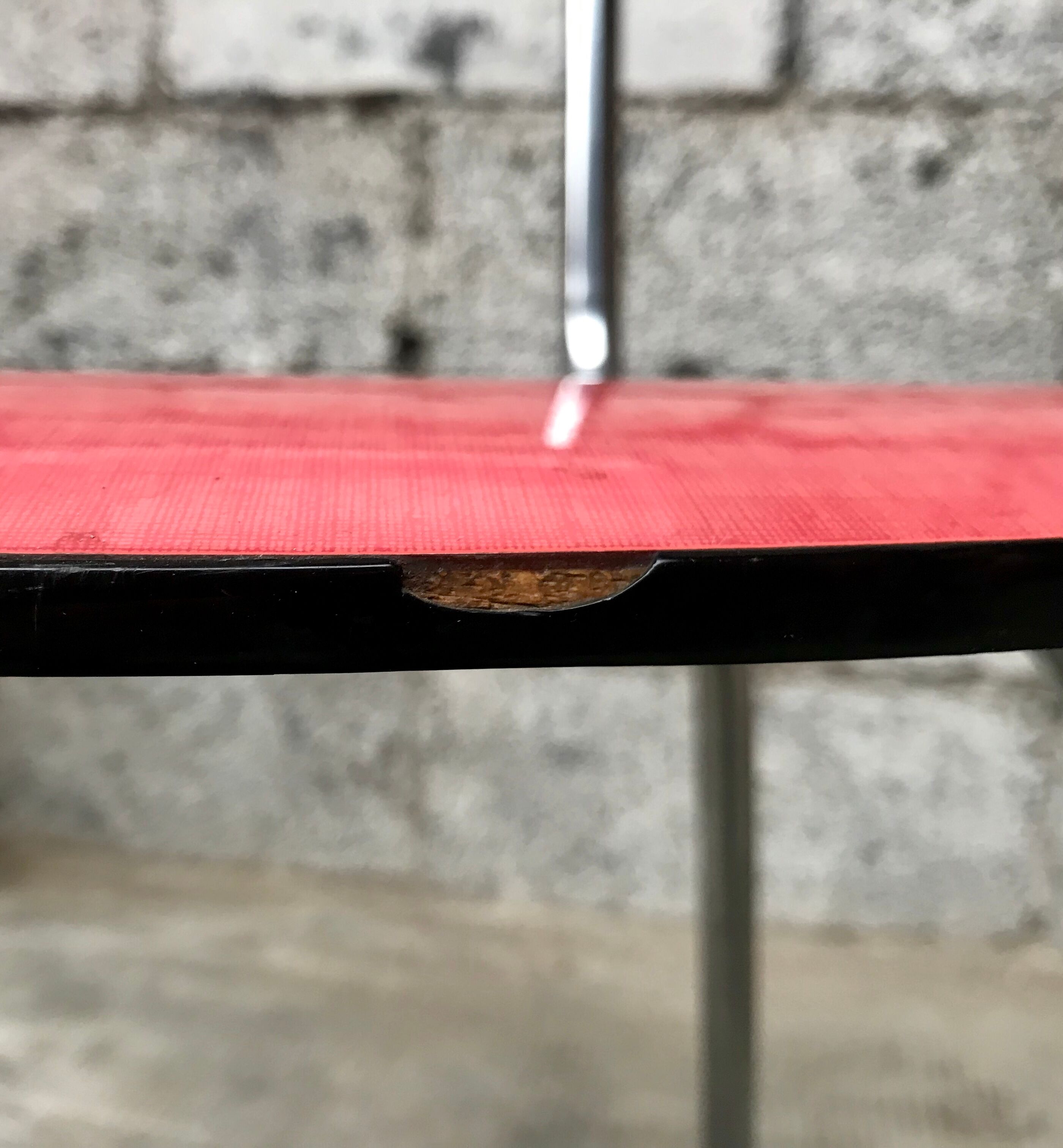 Series of 4 chairs in red formica and chrome 1950