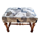 Set of 2 rectangular poufs, art deco footboard, reupholstered, vintage, 1930s/1950s