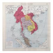 Old map of Indochina Asia 43x43cm from 1950
