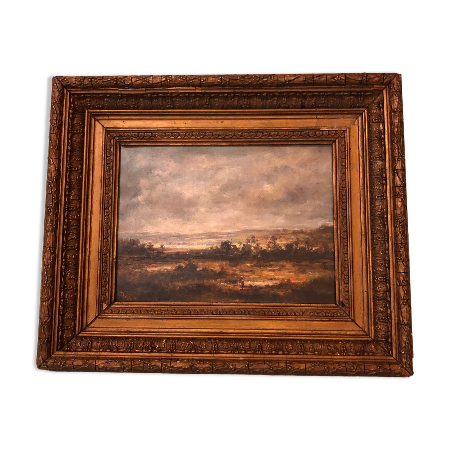 Oil painting and frame early 19th century