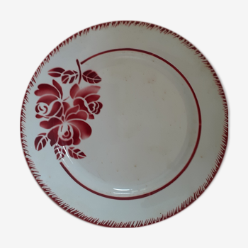 Lot de 2 assiettes plates vintage , à fleurs rouges