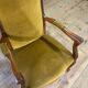 Fauteuil voltaire velours jaune XIXème acajou