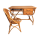 Louis Sognot vintage rattan desk and chair