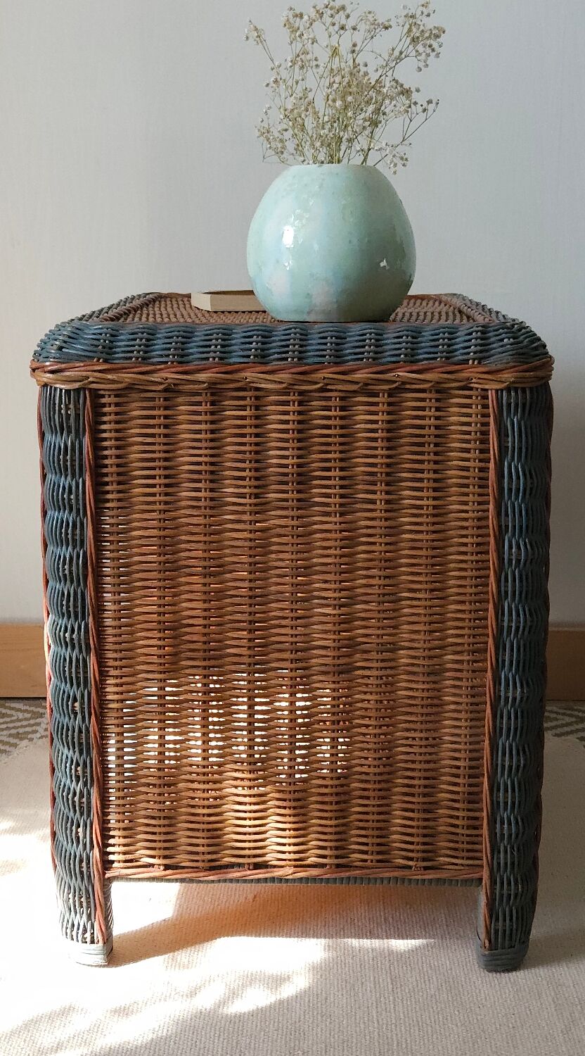 Table de chevet en osier vintage
