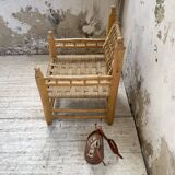 Moroccan wooden and rope armchair