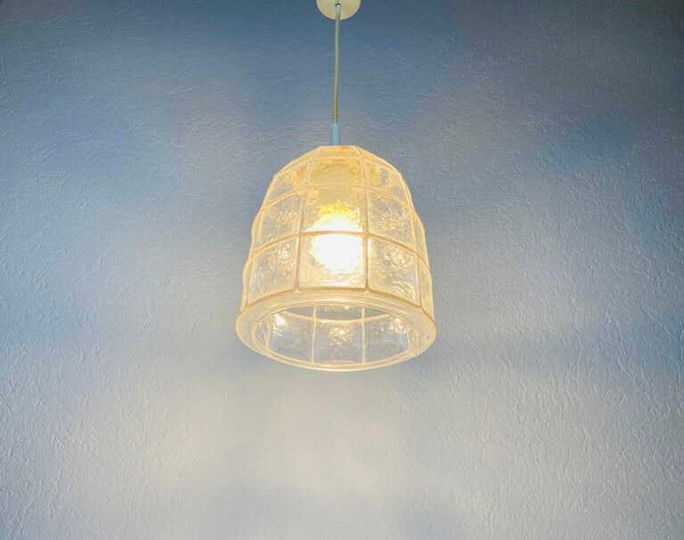 Hanging lamp in iron and glass from Glashütte Limburg, 1960s