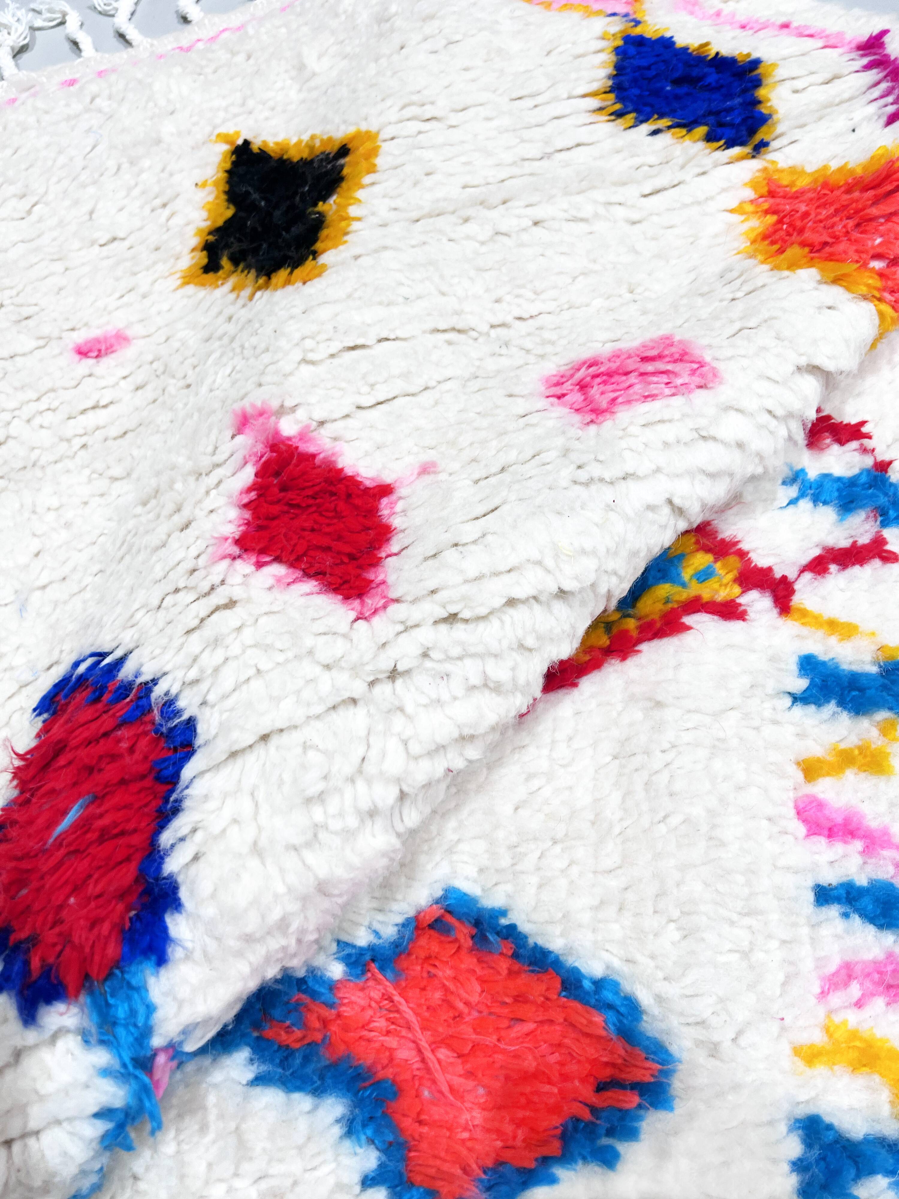 Moroccan Berber Azilal rug with colorful patterns, 1.40x0.98m