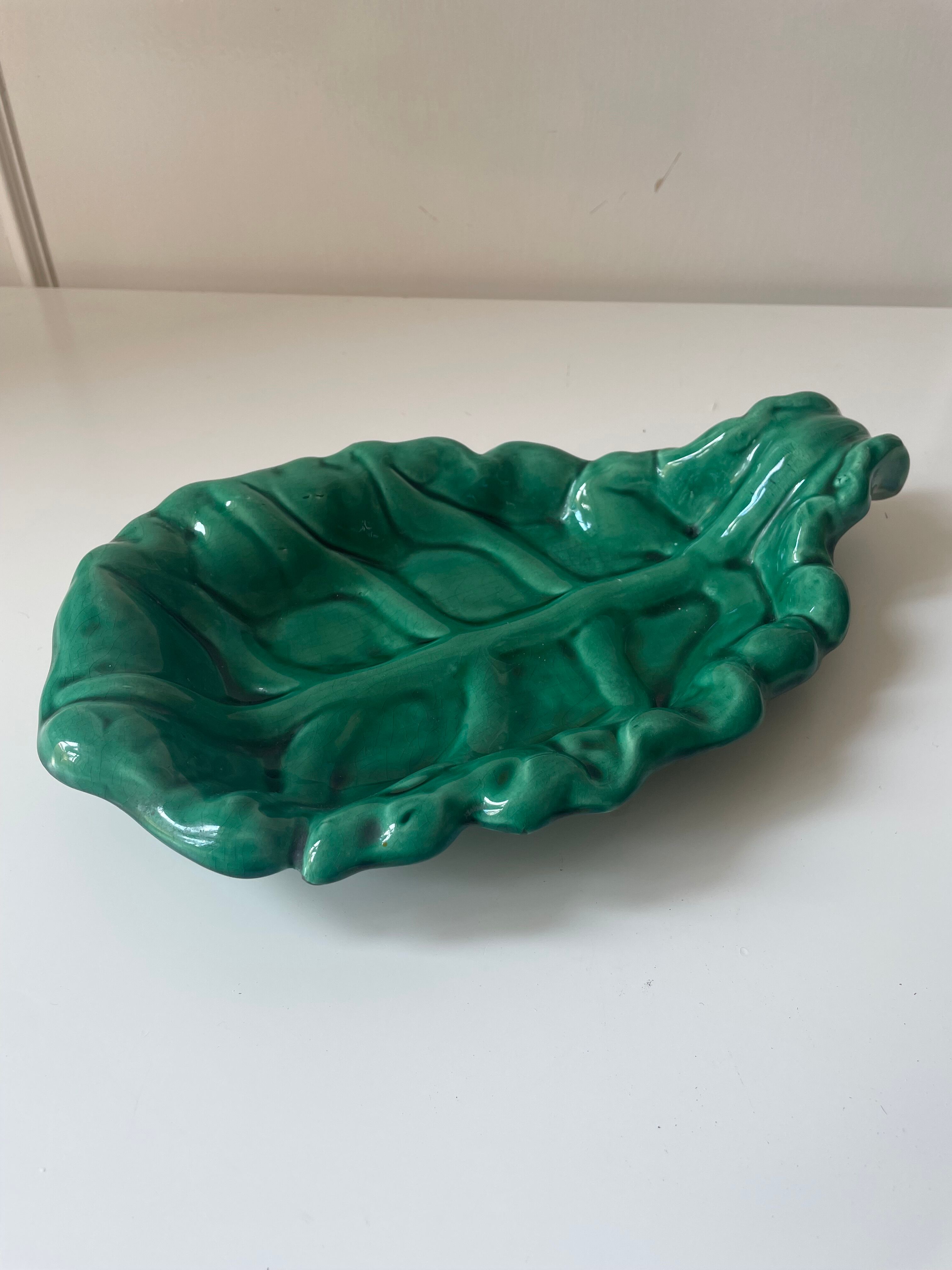 Vallauris ceramic leaf dish