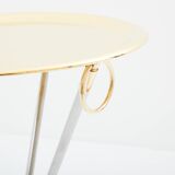 Brass steel pedestal table with removable top signed Alberto Orlandi 1970
