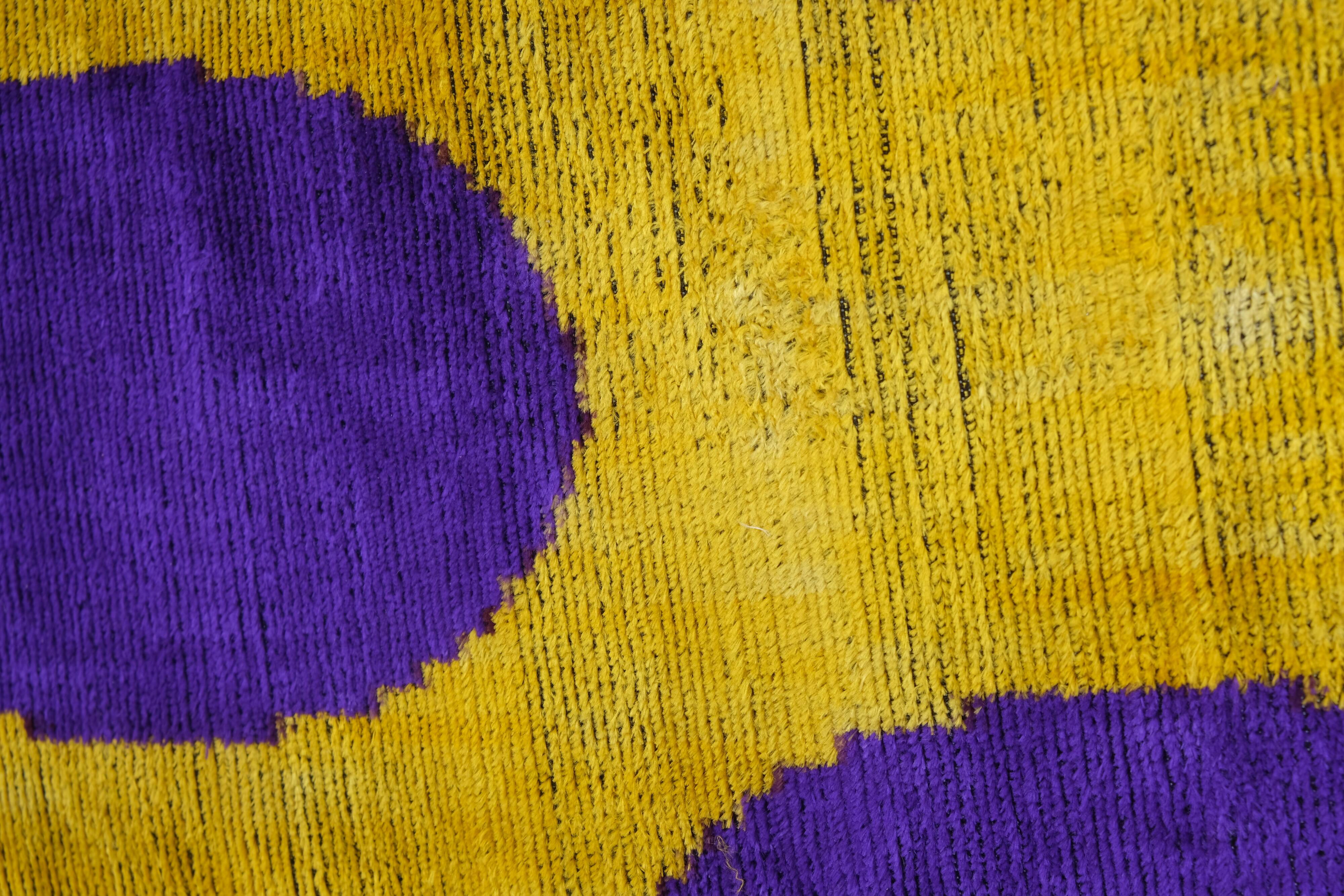 Velvet ikat cushion dots purple