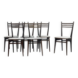 Set of 6 wooden and gray fabric chairs