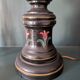 Black turned wooden lamp base – painted floral decoration – 1950s/60s