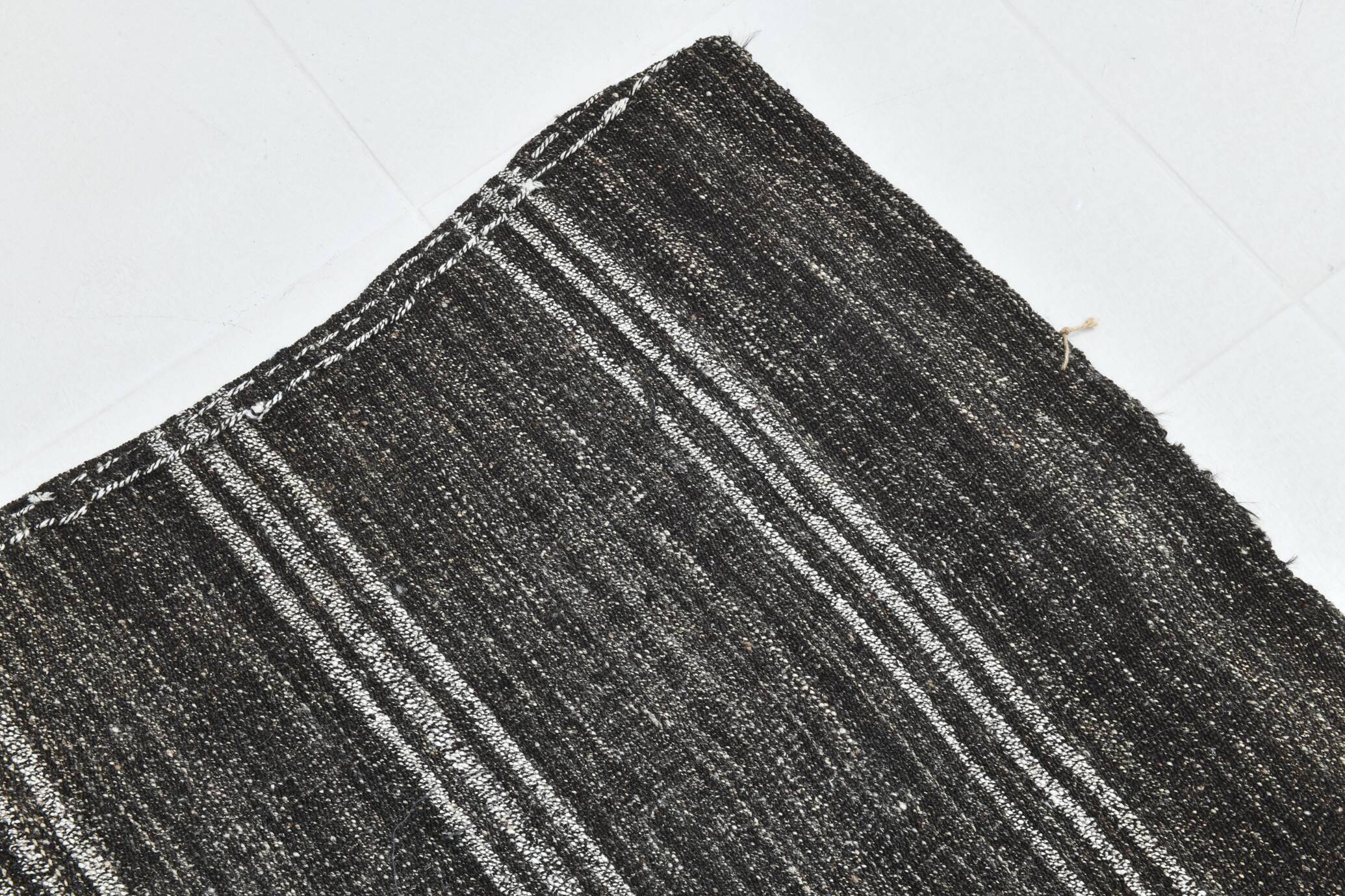 Contemporary Black & Gray Vintage Kilim Rug, 202x244Cm