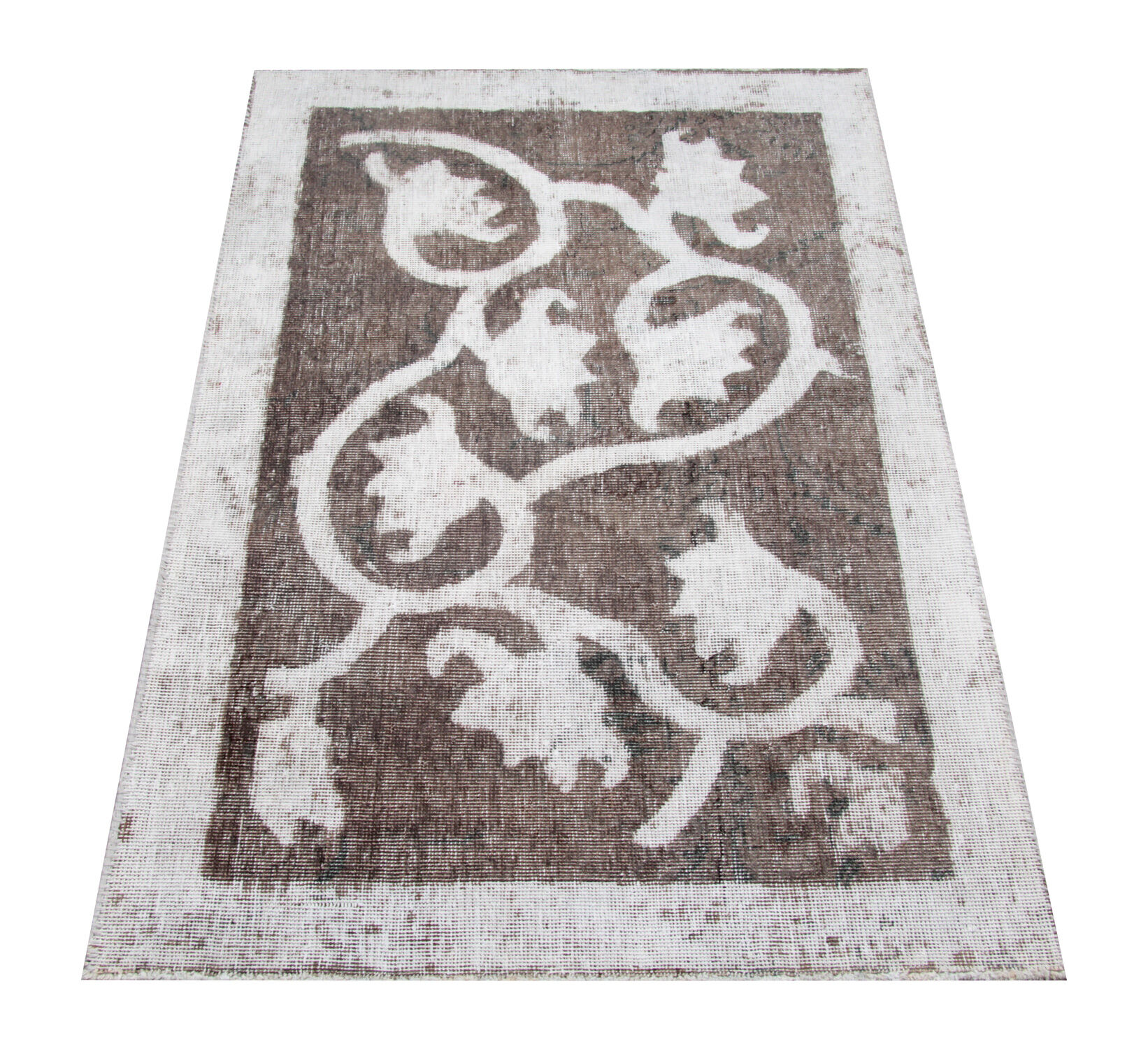 Persian hand woven overdyed wool carpet traditional oriental grey area rug- 0.90x139cm