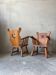 Pair of rustic oak armchairs – carved heart backrests