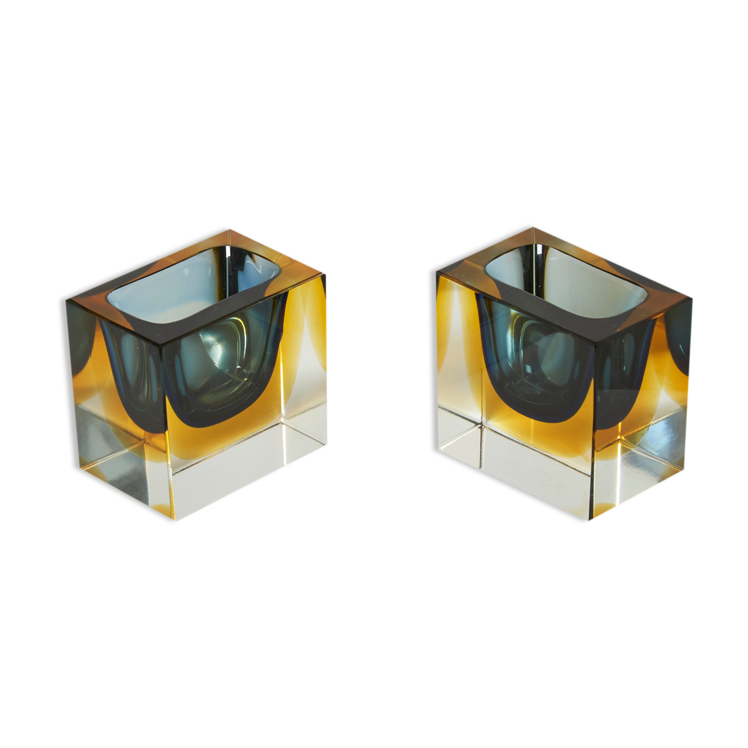 Pair of small cups Sommerso Flavio Poli for Seguso around 1960