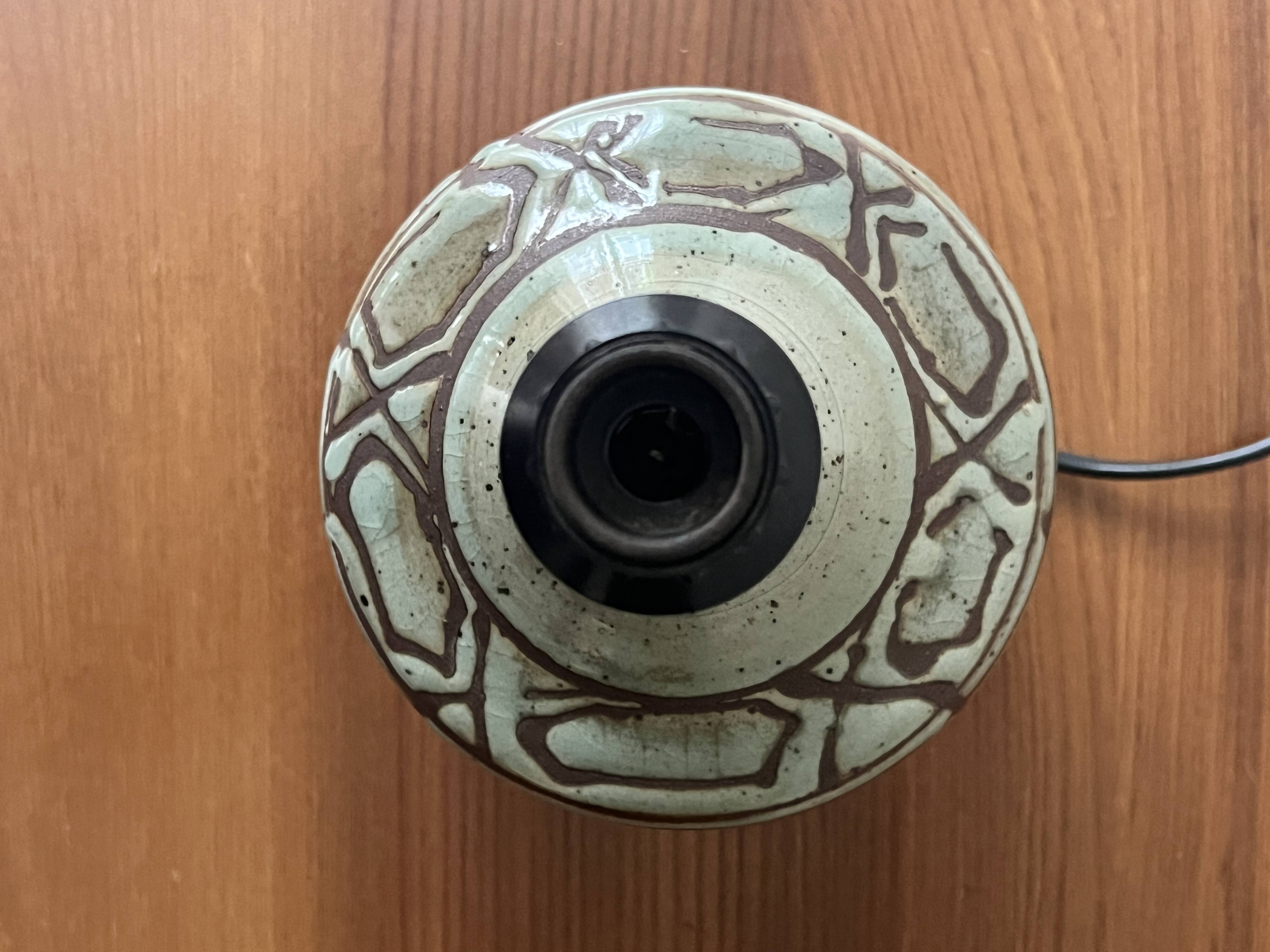 Signed glazed ceramic lamp base, circa 1950