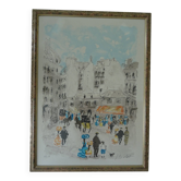 Numbered Paris Latin Quarter lithograph poster signed Urbain Huchet