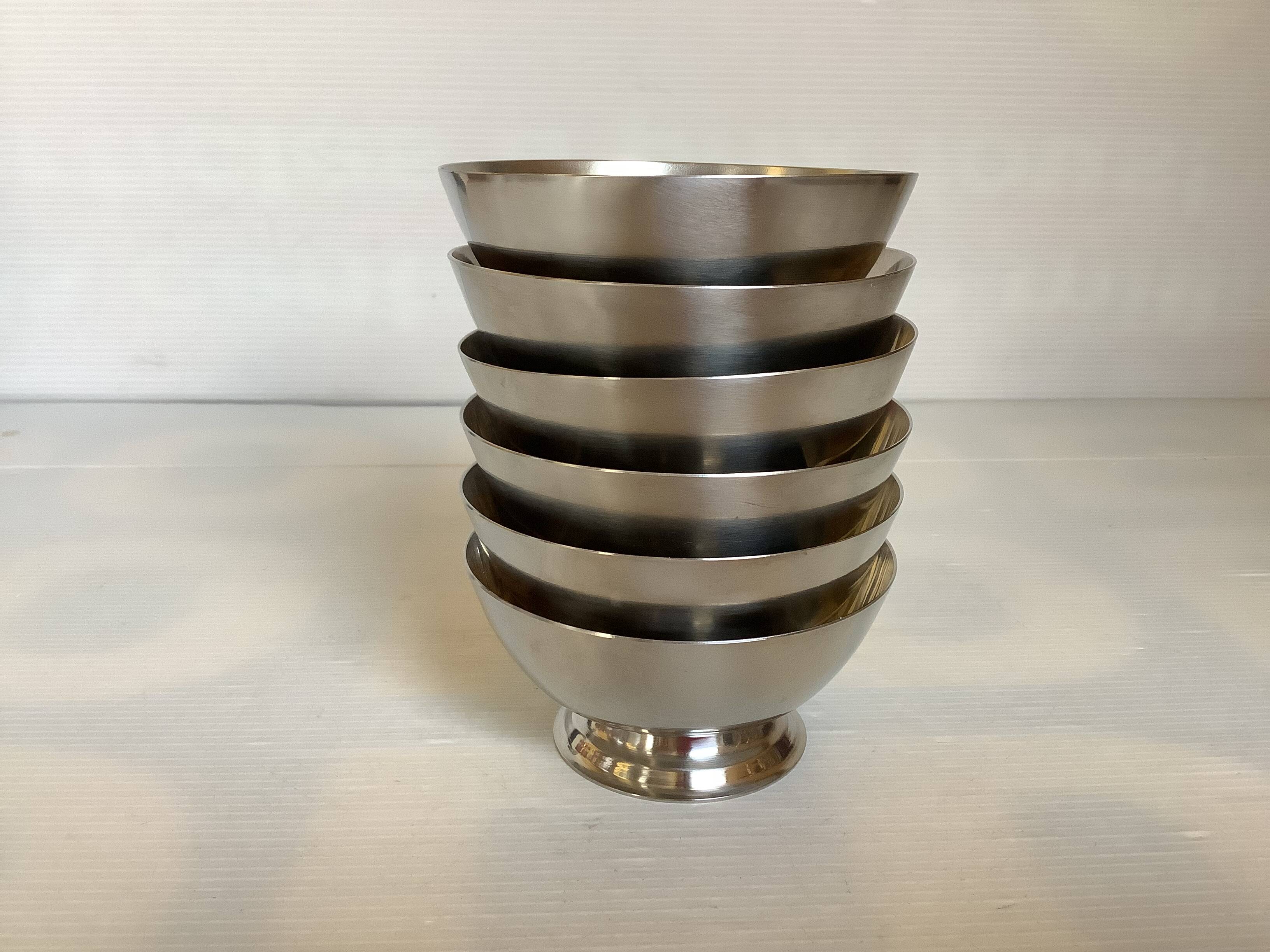 Six silver metal coupe bowls Denmark