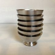 Six silver metal coupe bowls Denmark