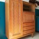 Meuble secrétaire vintage avec rotin