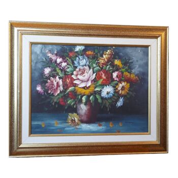 Original oil painting - Still Life With Flowers - signed by the painter / 1970