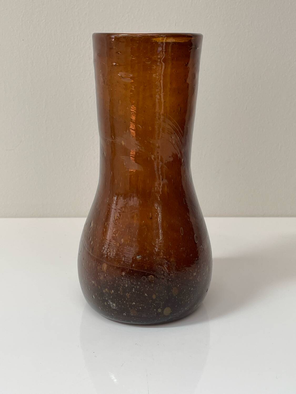 Vintage amber blown glass artisanal vase
