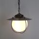 Old entrance hall suspension - opaline and black lacquered metal - 1960