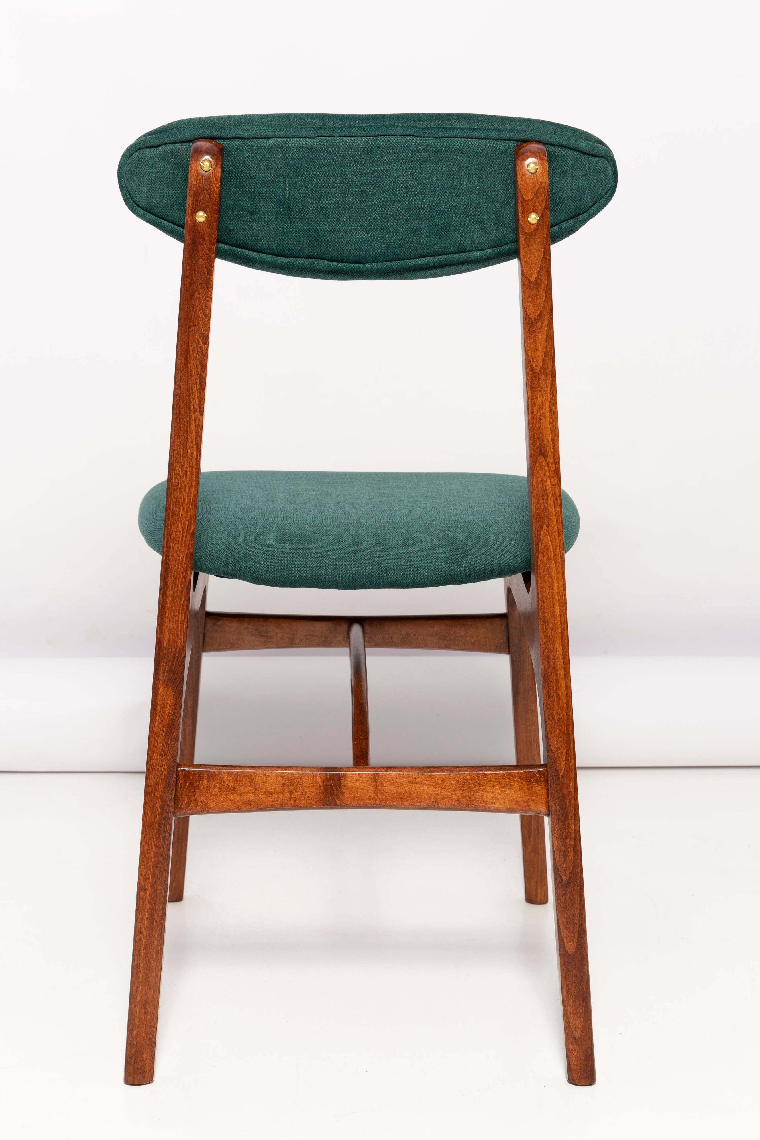 Green velvet Mid-Century chair designed by Rajmund Hałas, Poland, 1960s.
