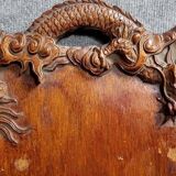 Asie Vers 1900 : plateau aux dragons en bois exotique