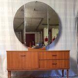 Scandinavian style sideboard with triptych mirror, 60s-70s